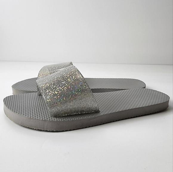 ⭐️40% Off⭐️ Old Navy Jelly Slide Flip-Flops Silver Glitter - Picture 1 of 7